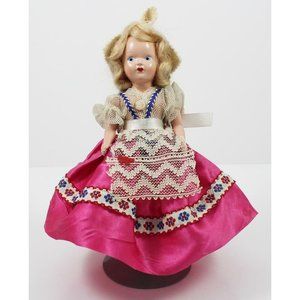 Vintage Virga Hard Plastic Costumed Display Doll Painted Eyes Frozen Legs